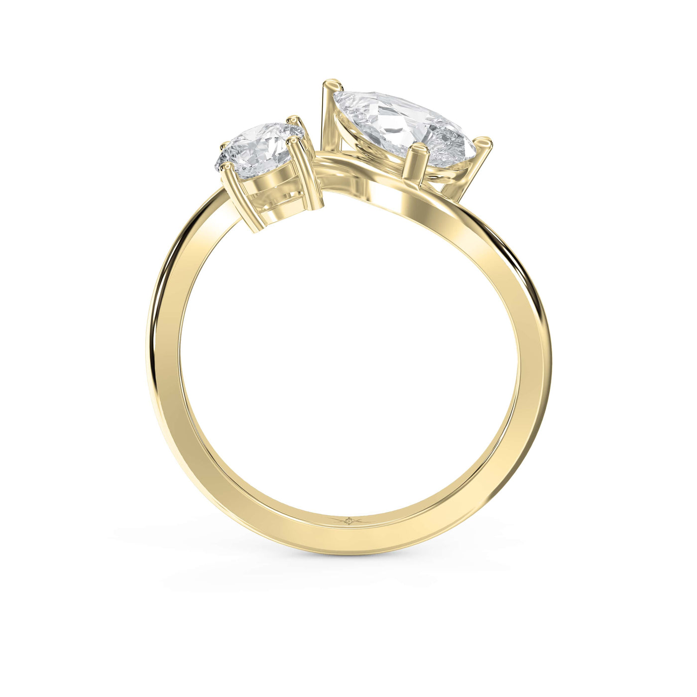 Toi et Moi Pear & Round Diamond Fashion Ring, view 5