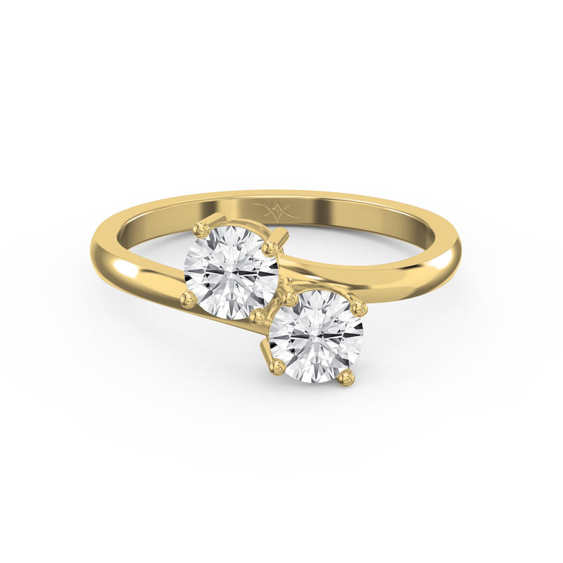 Toi et Moi Ring with Two Round Brilliant Diamonds, view 1