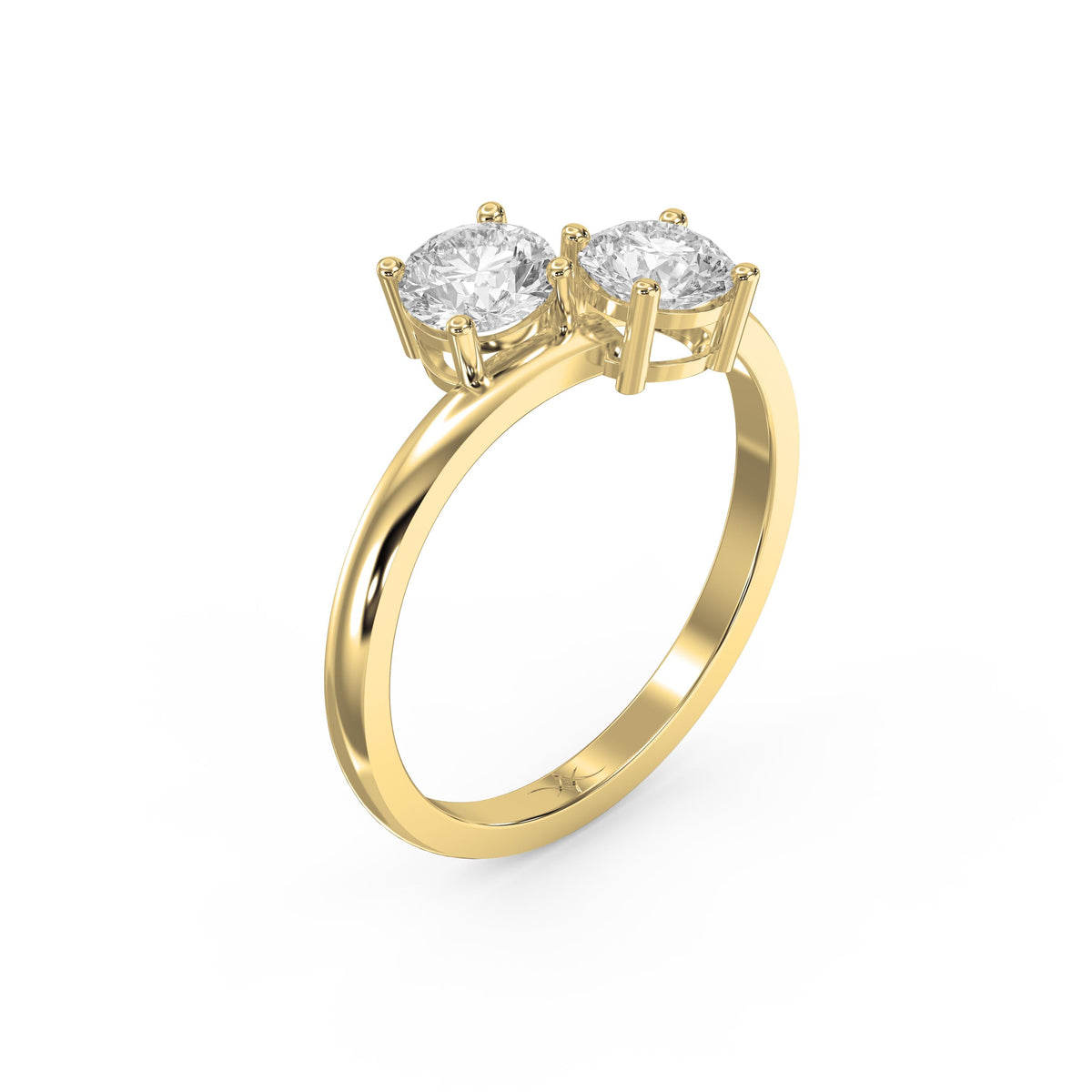 Toi et Moi Ring with Two Round Brilliant Diamonds, view 3