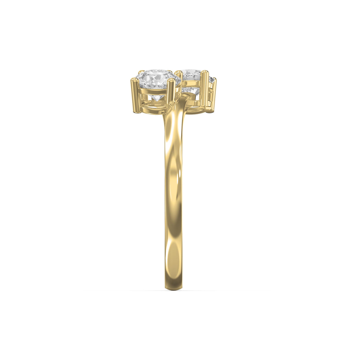 Toi et Moi Ring with Two Round Brilliant Diamonds, view 4