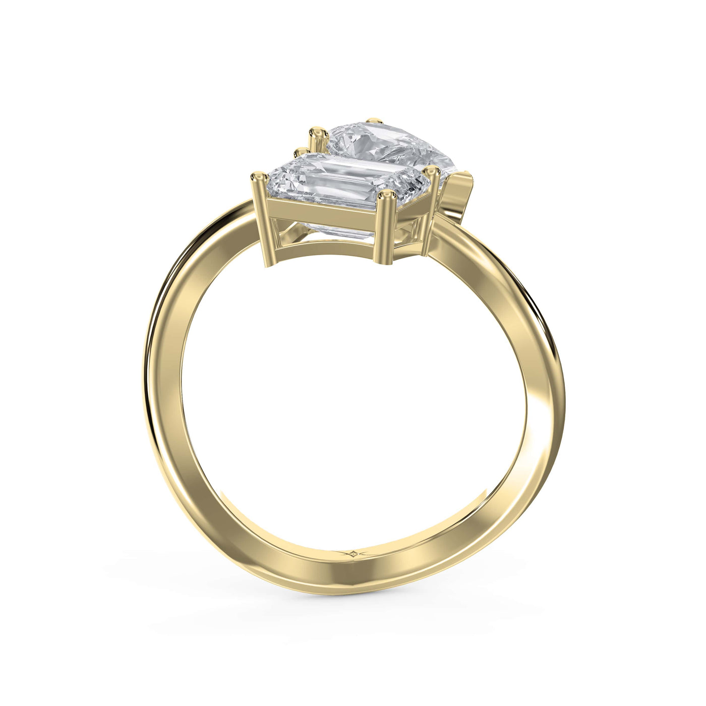 Toi et Moi Emerald and Pear Shape Diamonds Fashion Ring, view 5