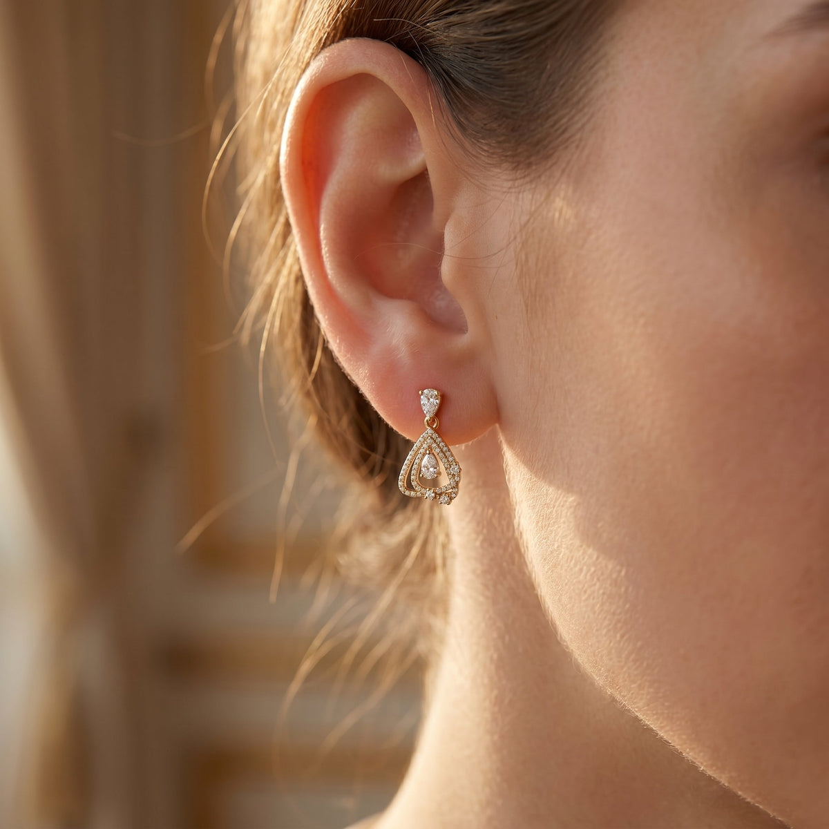 Drop & dangle earrings with geometric open-frame design, view 2