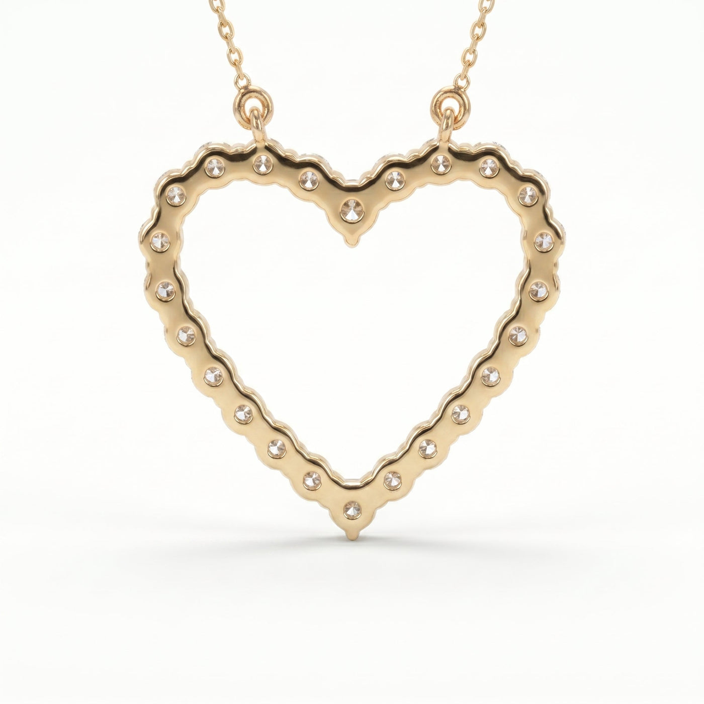 Classic Heart Shape Design Round Brilliant Diamond Pendant, view 3