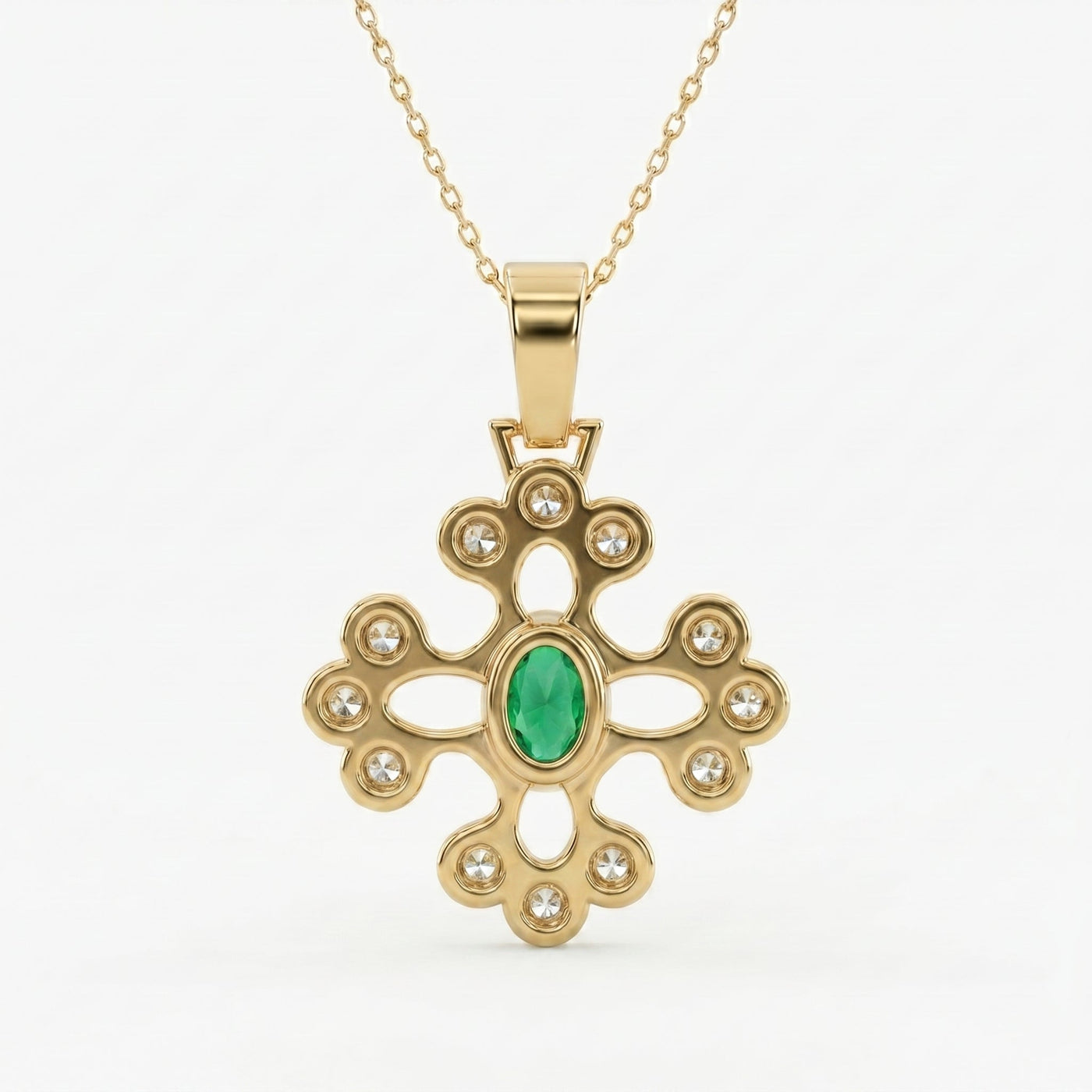 Elegant Round Diamond Floral Pendant Necklace, view 5