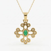 Elegant Round Diamond Floral Pendant Necklace, view 5