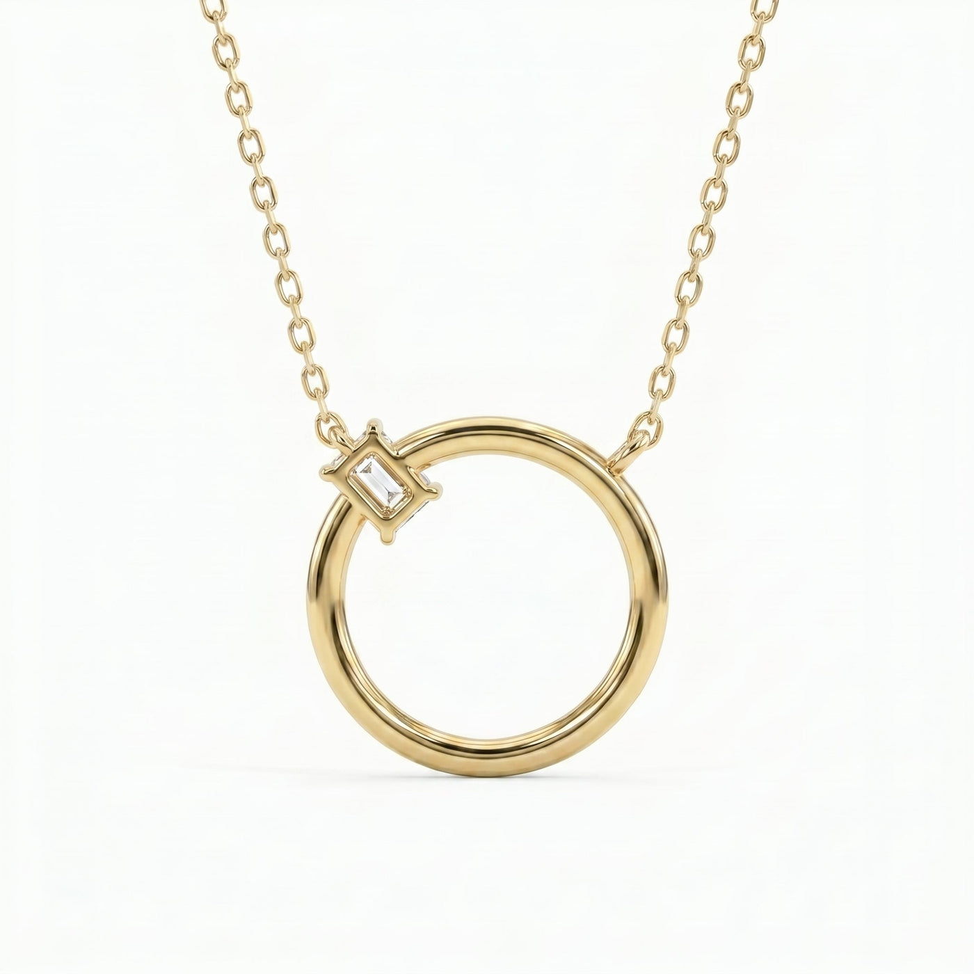 Circle Design Diamond Pendant Necklace, view 4