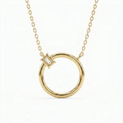 Circle Design Diamond Pendant Necklace, view 4