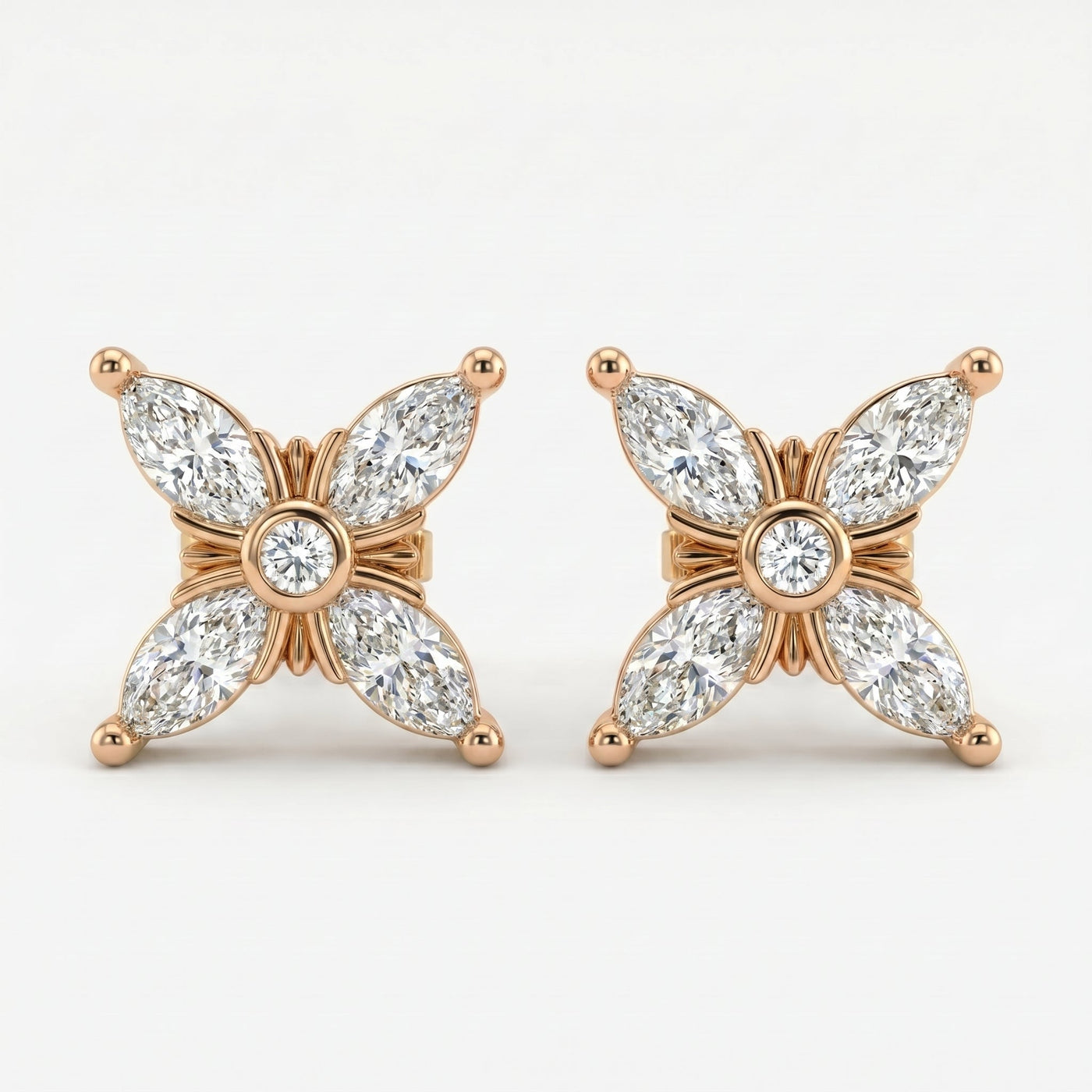 Floral Cluster Marquise Diamond Fashion Earring, view 6