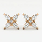 Floral Cluster Marquise Diamond Fashion Earring, view 6