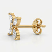 Floral Cluster Marquise Diamond Fashion Earring, view 4