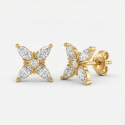 Floral Cluster Marquise Diamond Fashion Earring, view 3