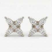Floral Cluster Marquise Diamond Fashion Earring, view 5