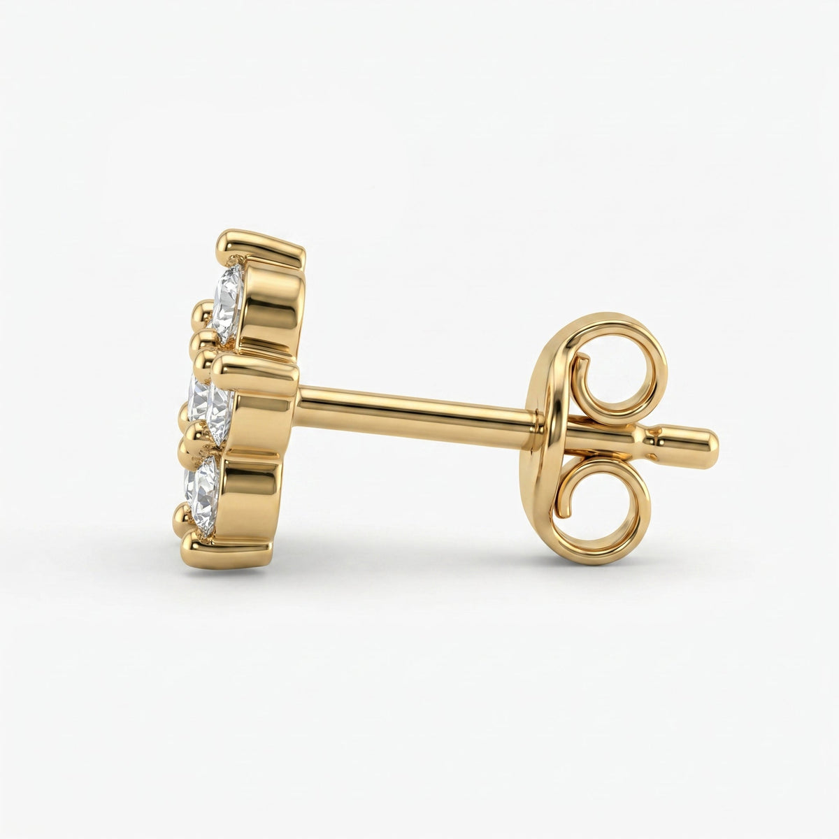 Round Diamond Flower Cluster Stud Earrings, view 4