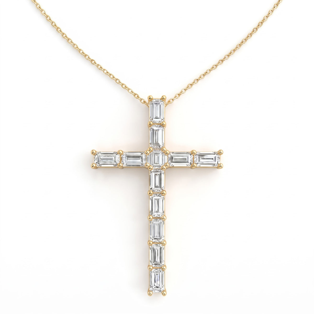 Cross Straight Princess-Baguette Pendant