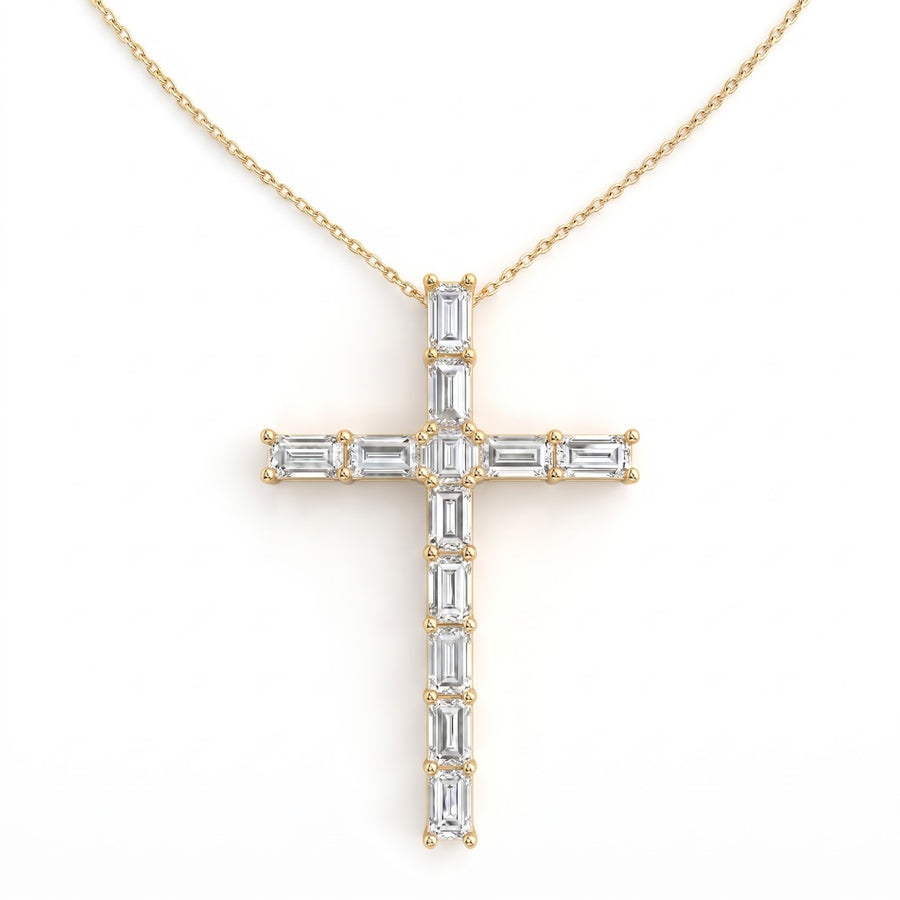 Cross Straight Princess-Baguette Pendant