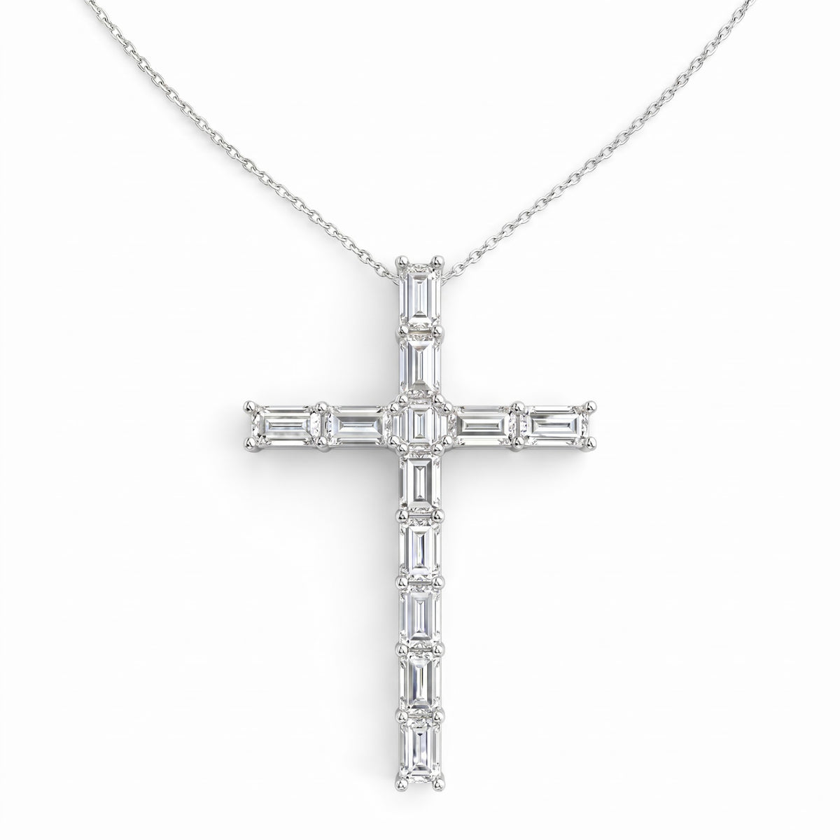 Cross Straight Princess-Baguette Pendant, image 2