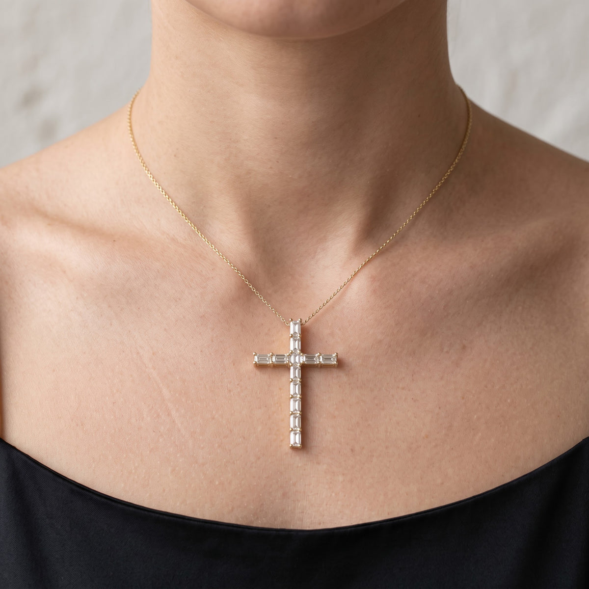 Cross Straight Princess-Baguette Pendant, image 4