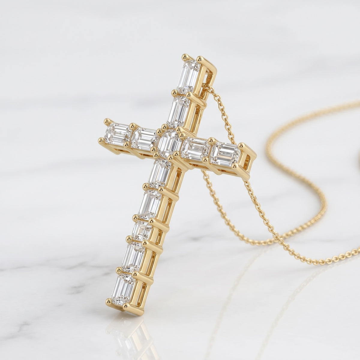 Cross Straight Princess-Baguette Pendant, image 5