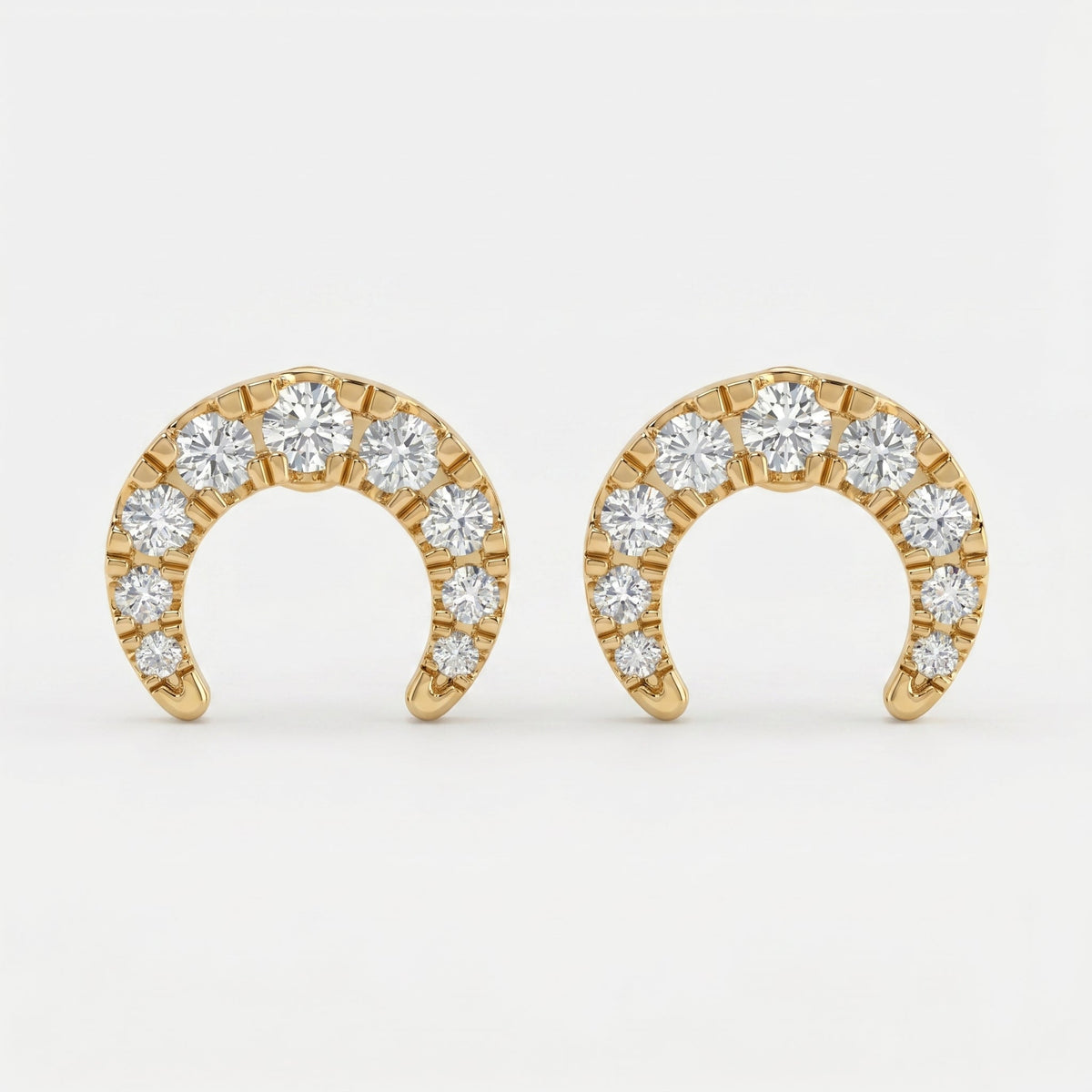 Curved Diamond Crescent Stud Earrings, view 1