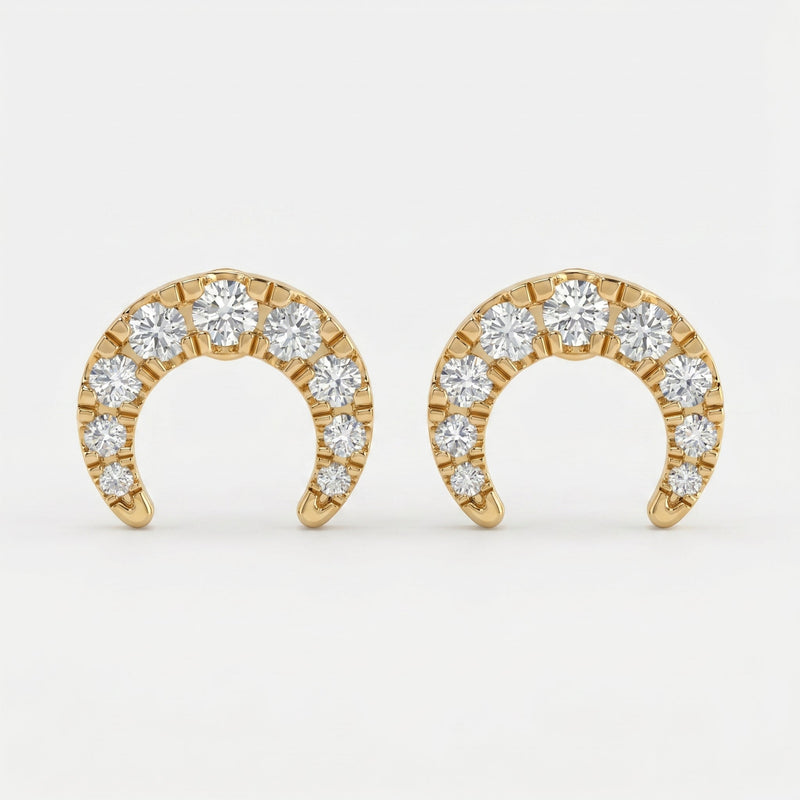 Curved Diamond Crescent Stud Earrings, view 1