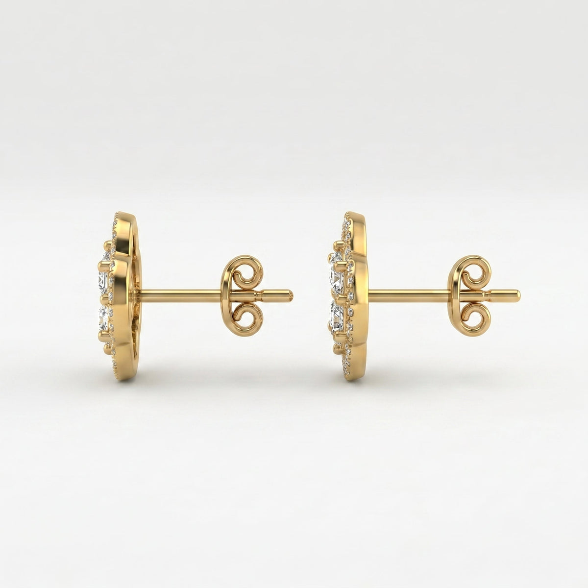 Marquise Diamond Floral Stud Earrings, view 4