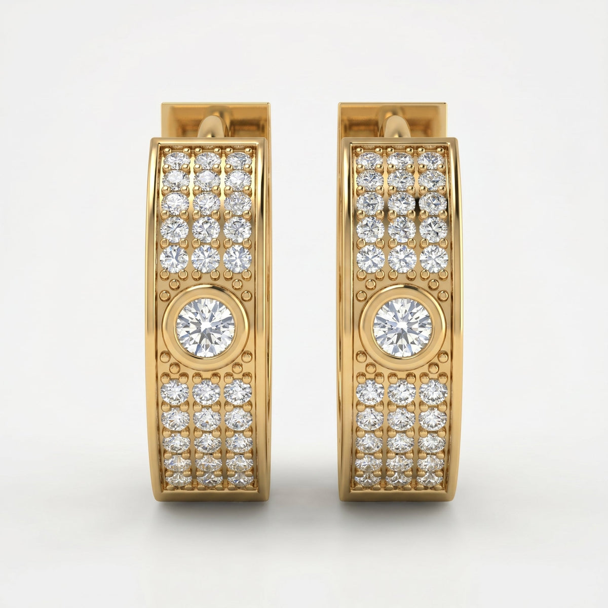 Round Cut Diamond Huggie Hoop Earrings, view 1