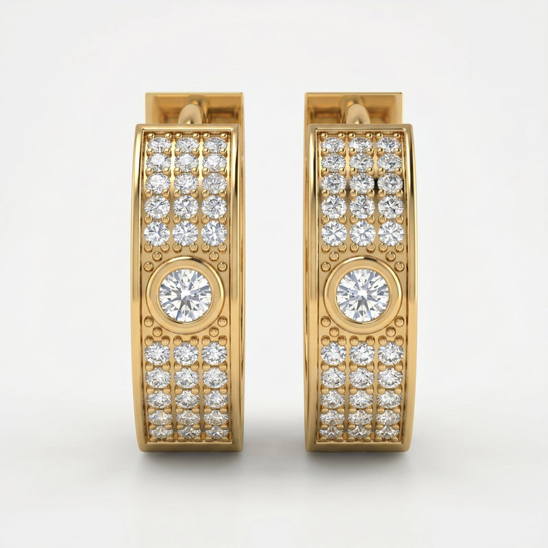 Round Cut Diamond Huggie Hoop Earrings, view 1