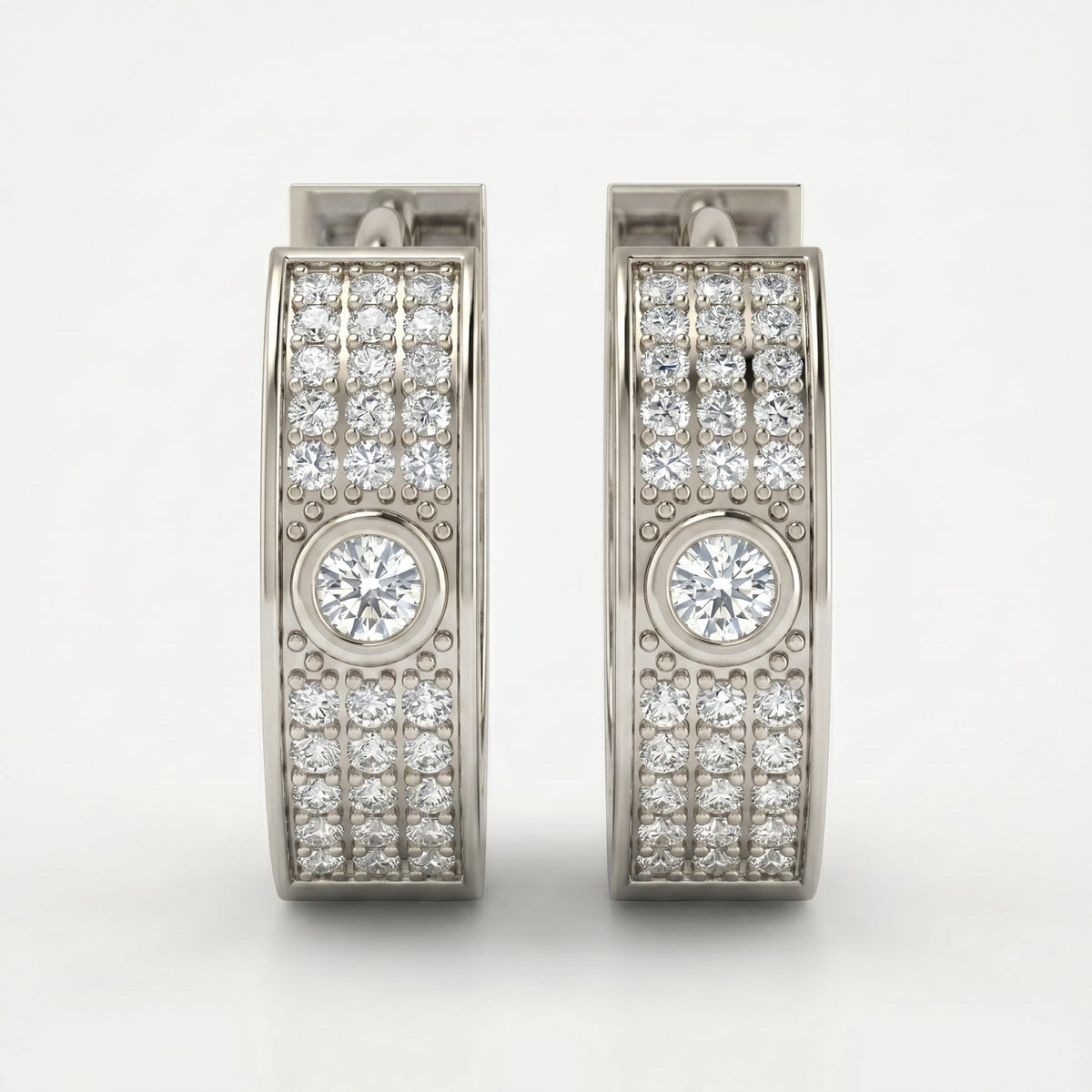 Round Cut Diamond Huggie Hoop Earrings, view 6