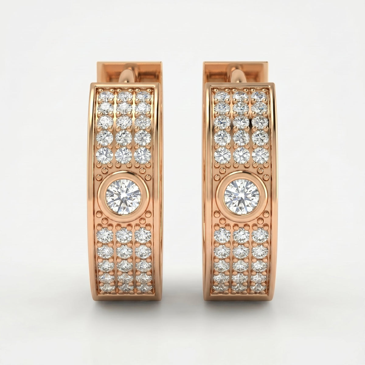 Round Cut Diamond Huggie Hoop Earrings, view 5