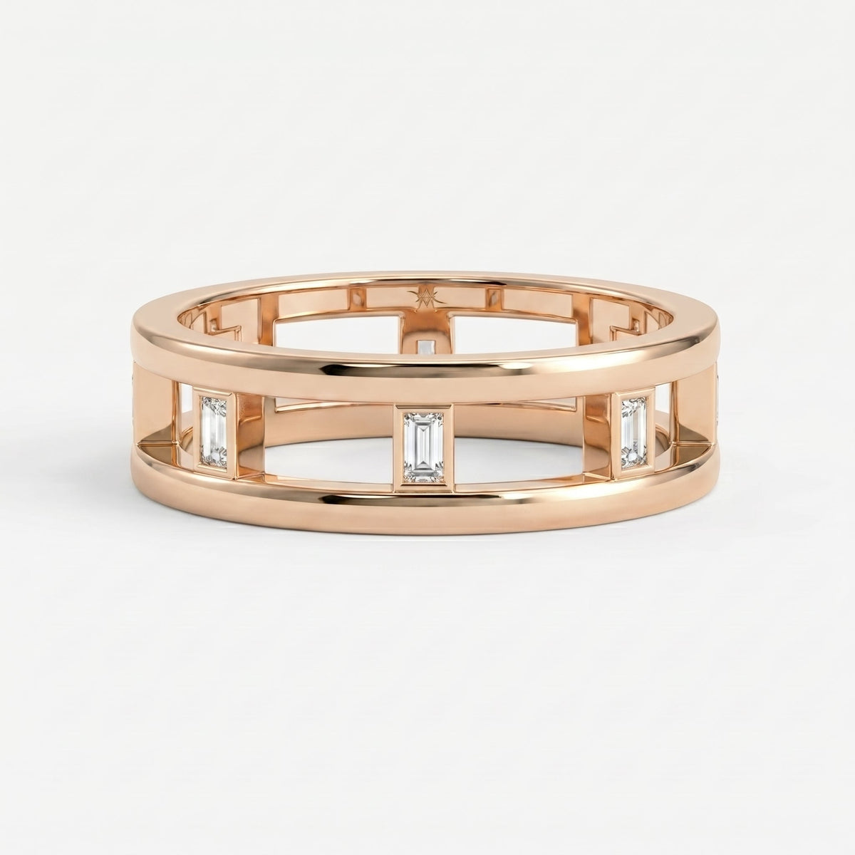 Geometric Baguette Diamond Eternity Band Ring, view 7