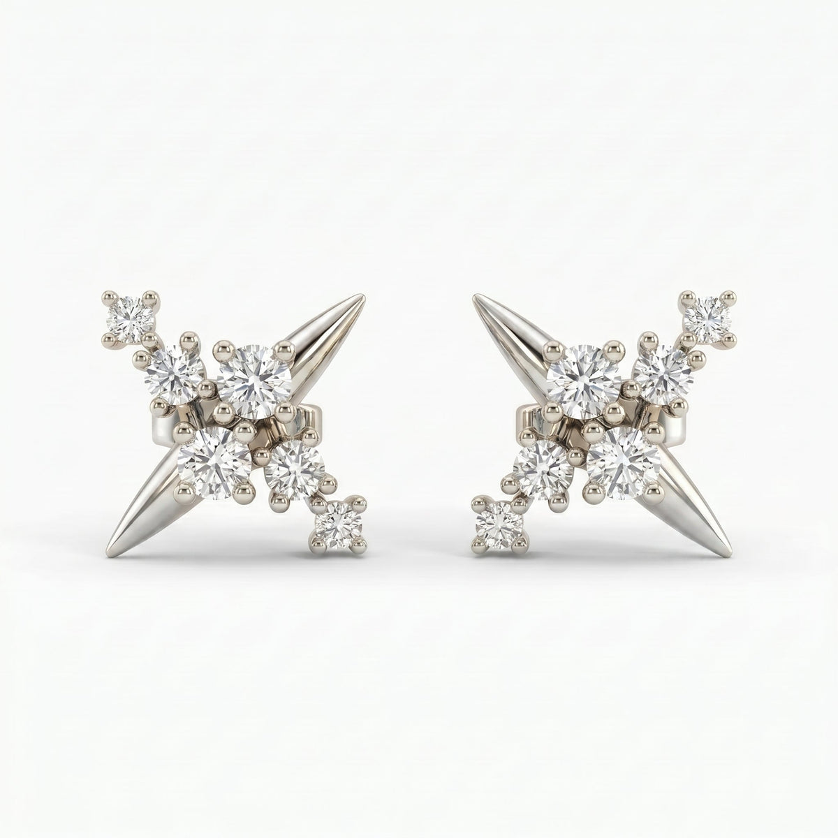 Celestial Diamond Cluster Stud Earrings, view 6