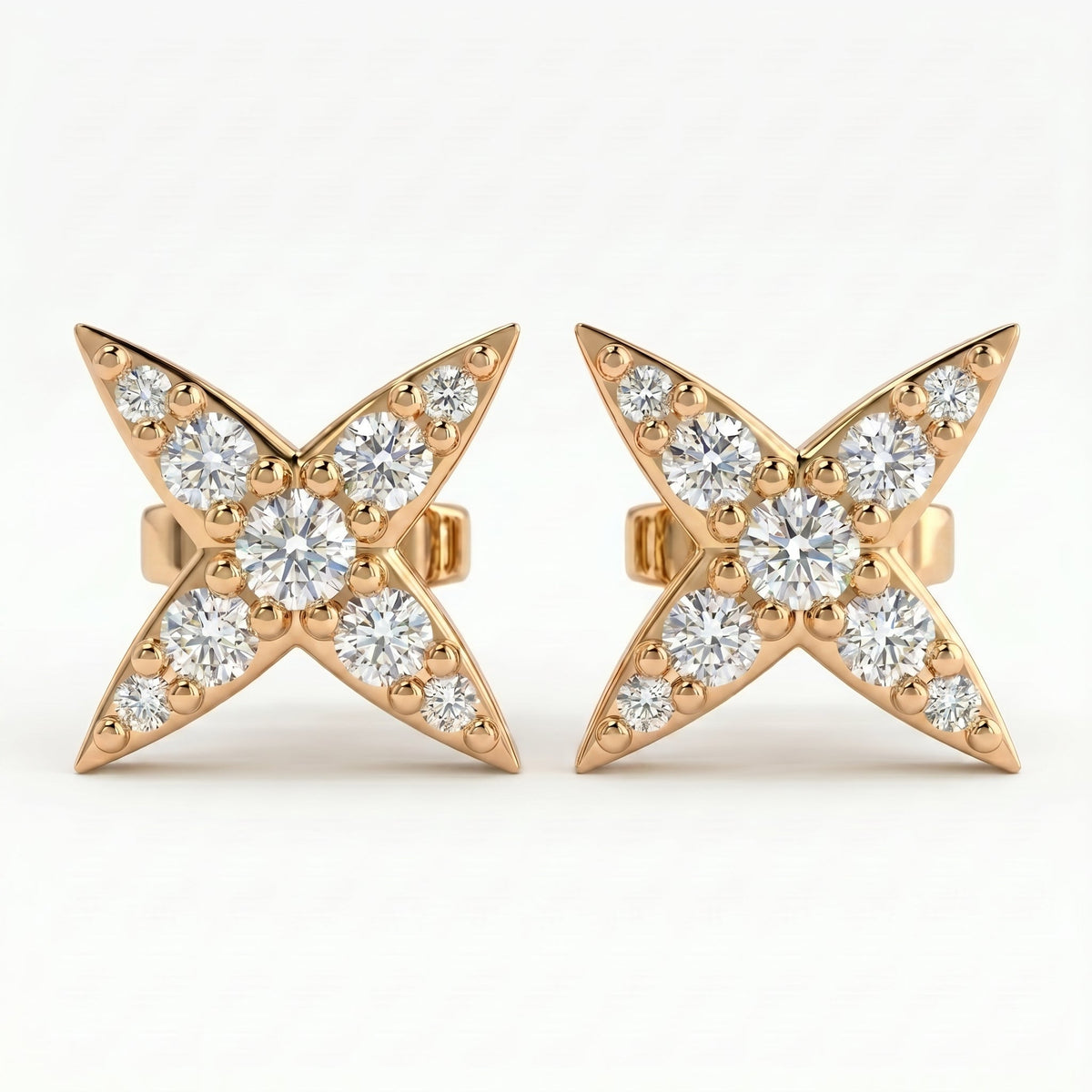 Butterfly inspired diamond stud earrings, view 5