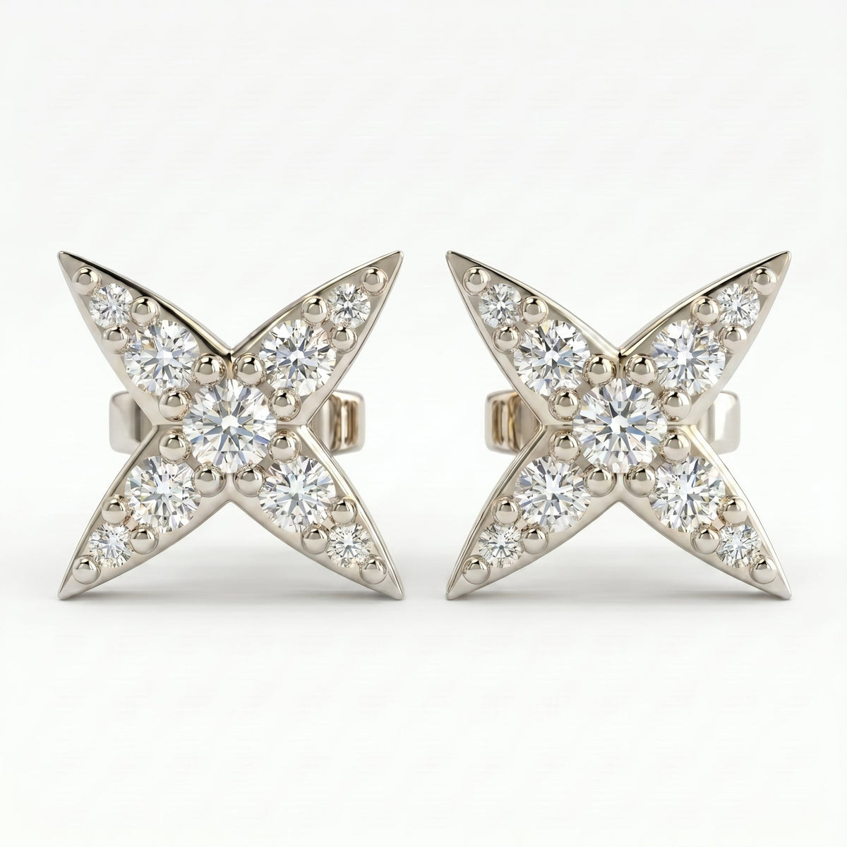 Butterfly inspired diamond stud earrings, view 6
