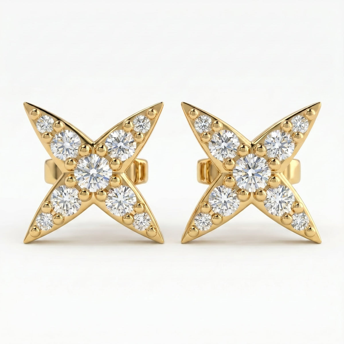 Butterfly inspired diamond stud earrings, view 1