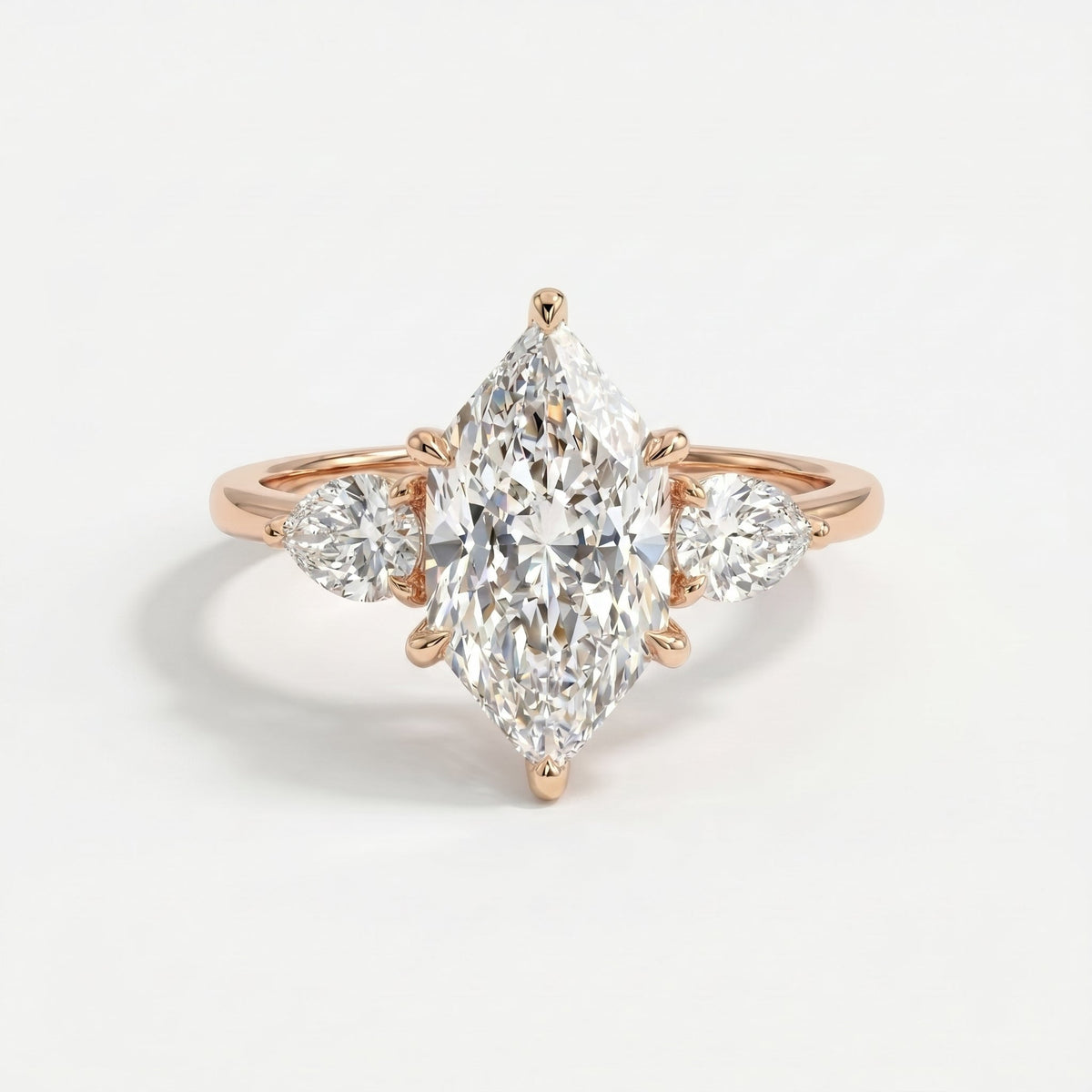 Dutch Marquise Cut Three Stone Diamond Engagement Ring, view 5