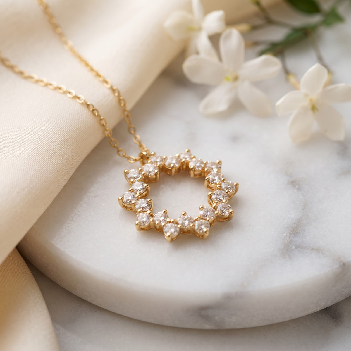 Floral Circle Round Ring Round Pendant, image 5