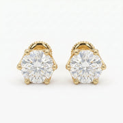 Classic 6 Prong Round Brilliant Diamond Stud Earrings, view 1