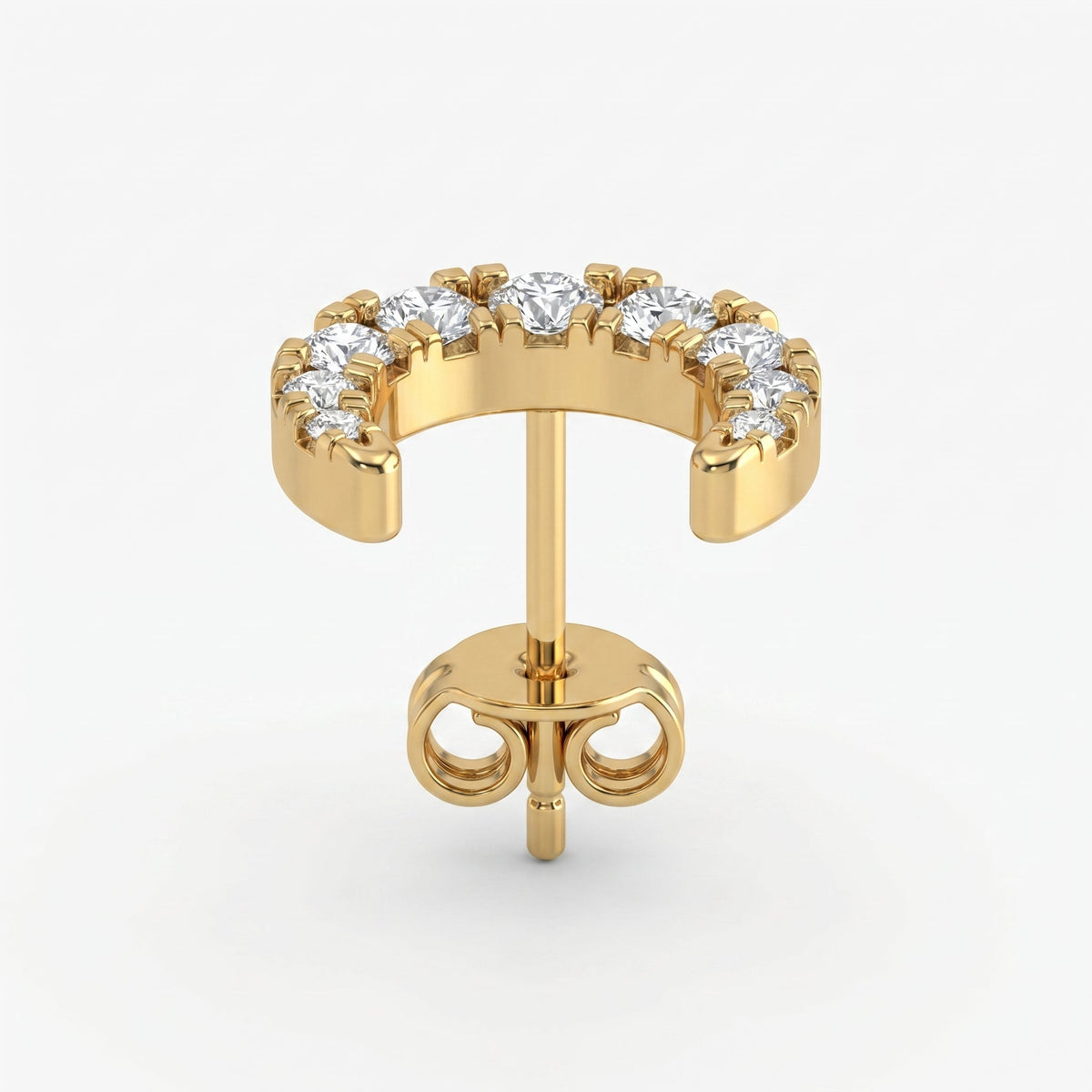 Curved Diamond Crescent Stud Earrings, view 4