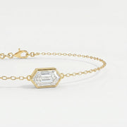 Minimalist Bezel Set Hexagon Cut Diamond Chain Bracelet, view 3