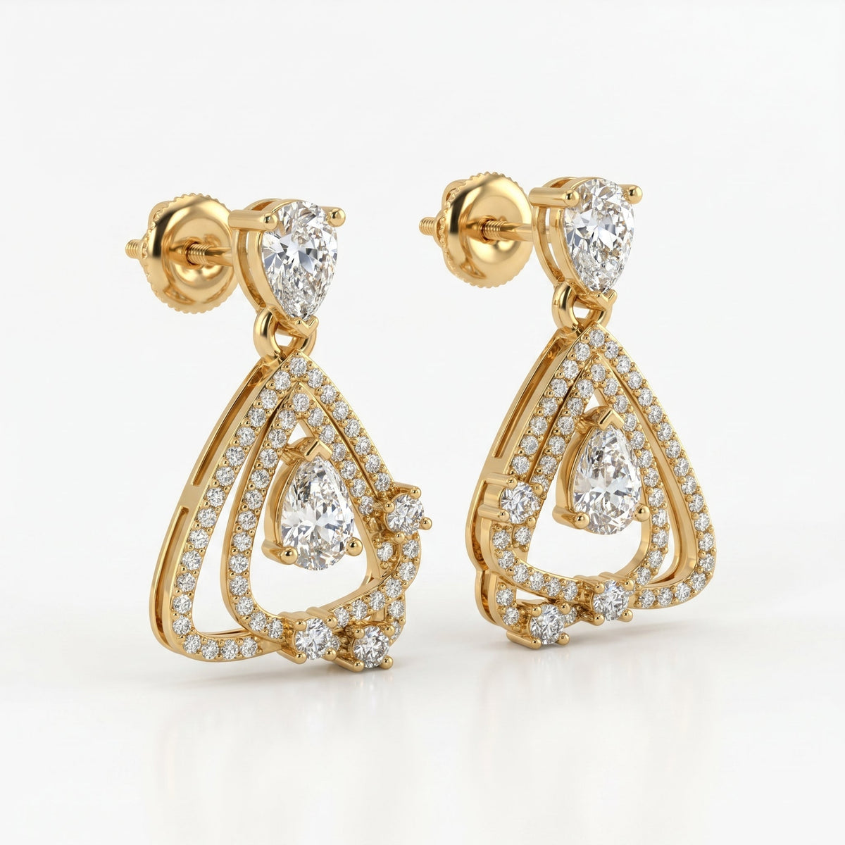 Drop & dangle earrings with geometric open-frame design, view 3