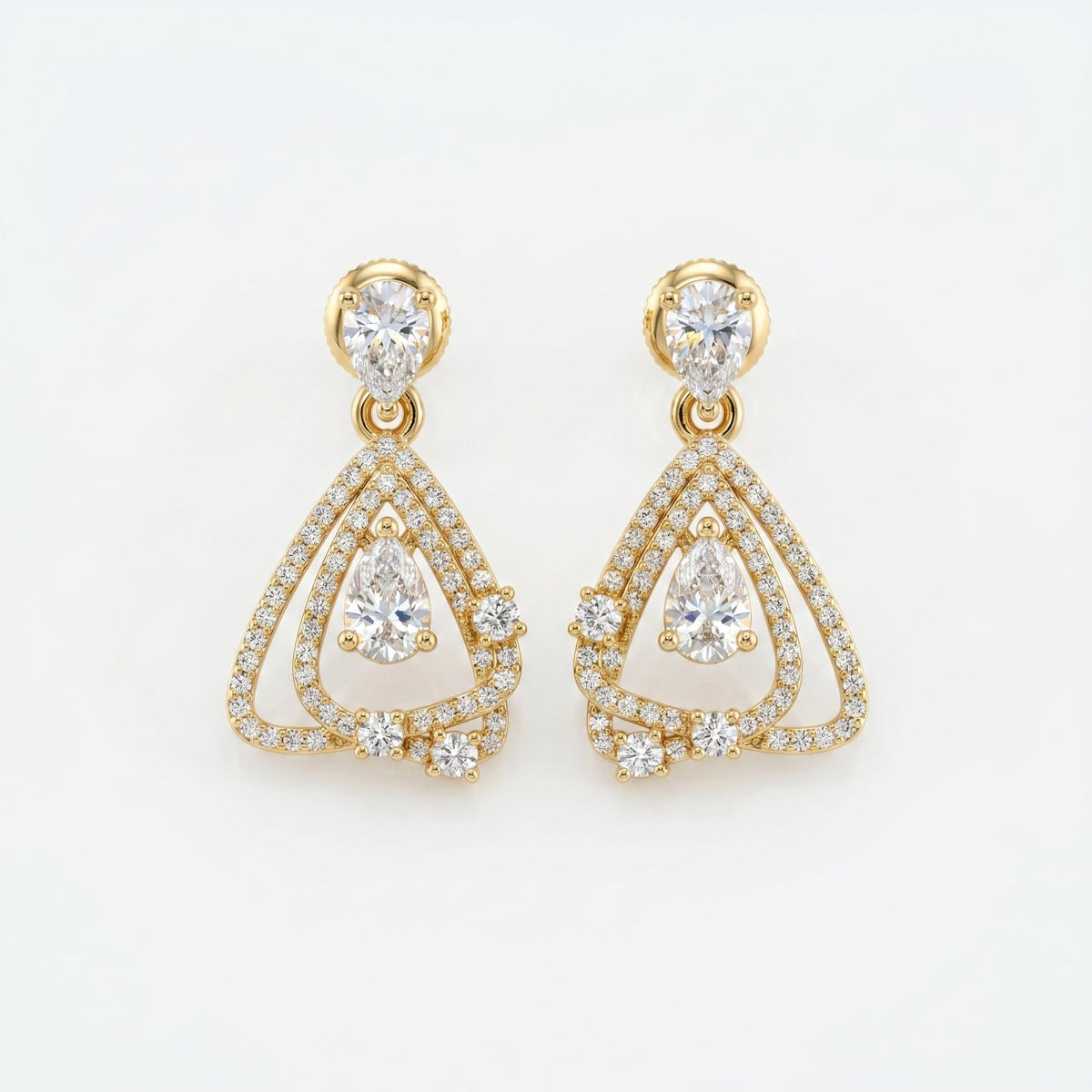 Drop & dangle earrings with geometric open-frame design, view 1