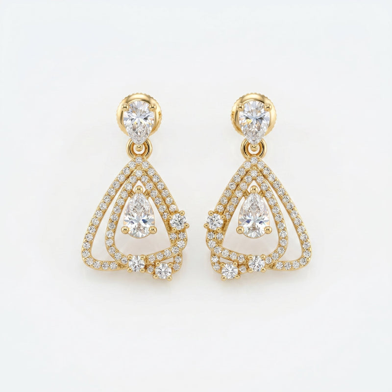 Drop & dangle earrings with geometric open-frame design, view 1