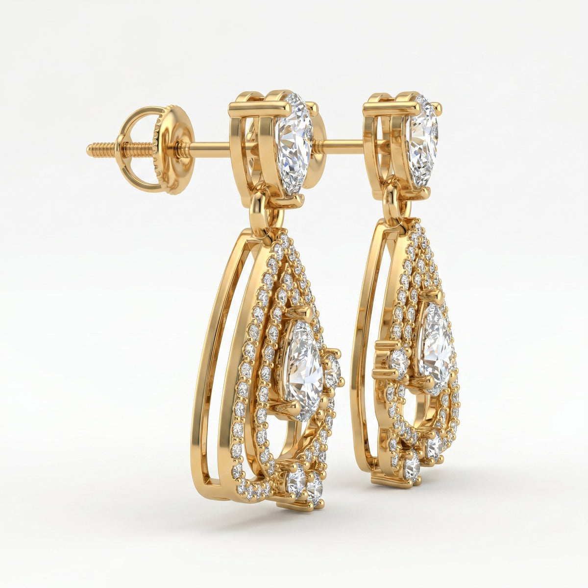 Drop & dangle earrings with geometric open-frame design, view 4