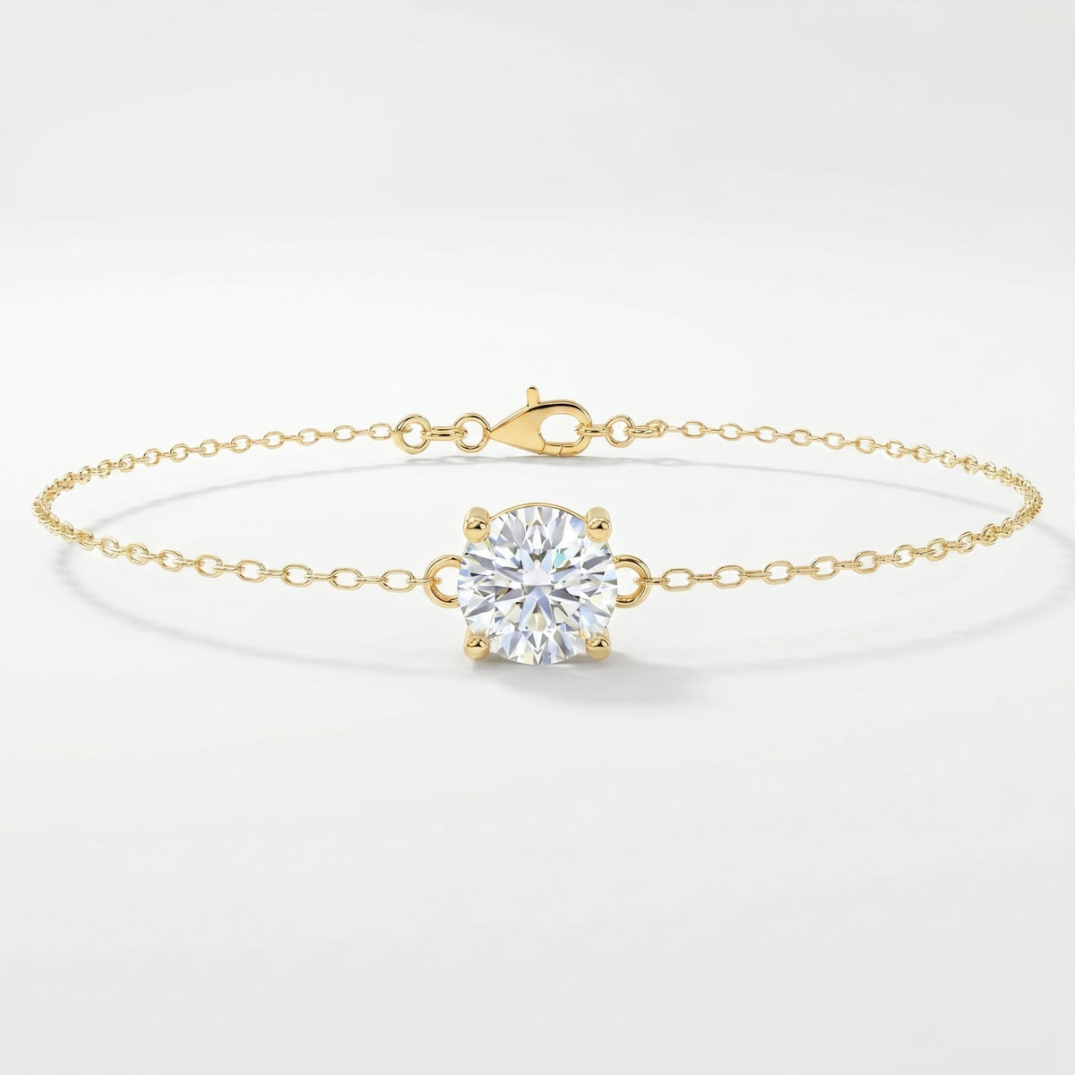Minimalist Round Cut Diamond Chain Bracelet, view 1