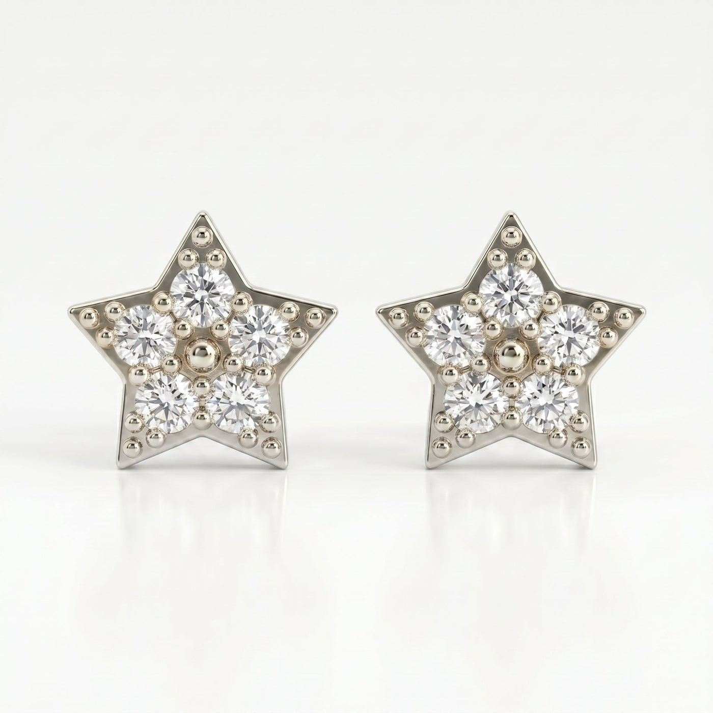 Star Cluster Diamond Stud Earrings, view 6