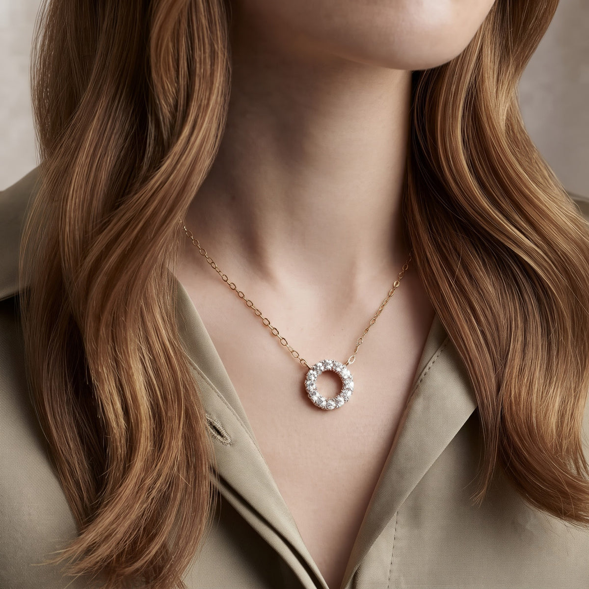 Halo Necklace Circle Pendant Necklace, image 4