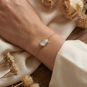 Minimalist Bezel Set Hexagon Cut Diamond Chain Bracelet, view 2