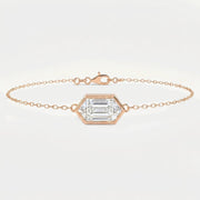 Minimalist Bezel Set Hexagon Cut Diamond Chain Bracelet, view 6