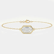 Minimalist Bezel Set Hexagon Cut Diamond Chain Bracelet, view 1