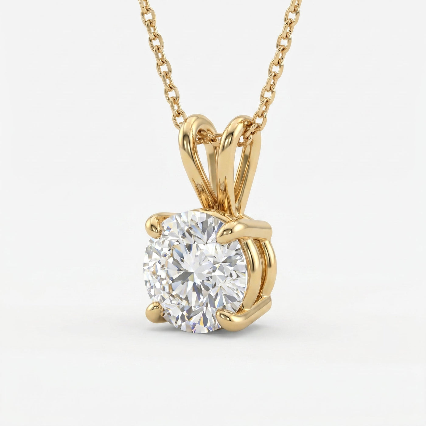 Round Brilliant Diamond Solitaire Pendant Necklace, view 3